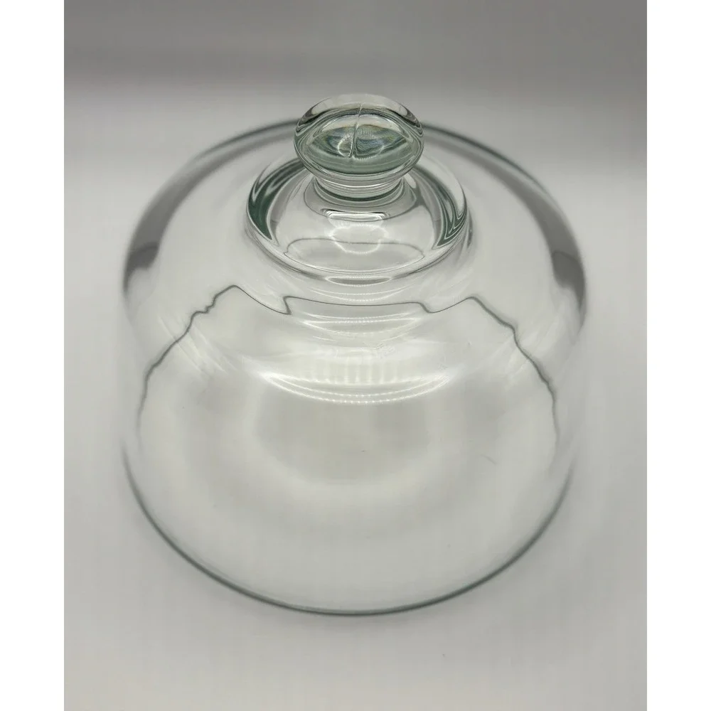 Round Wood Serving Tray w/ Floral Insert & Glass Dome Lid (Cloche) 12 in